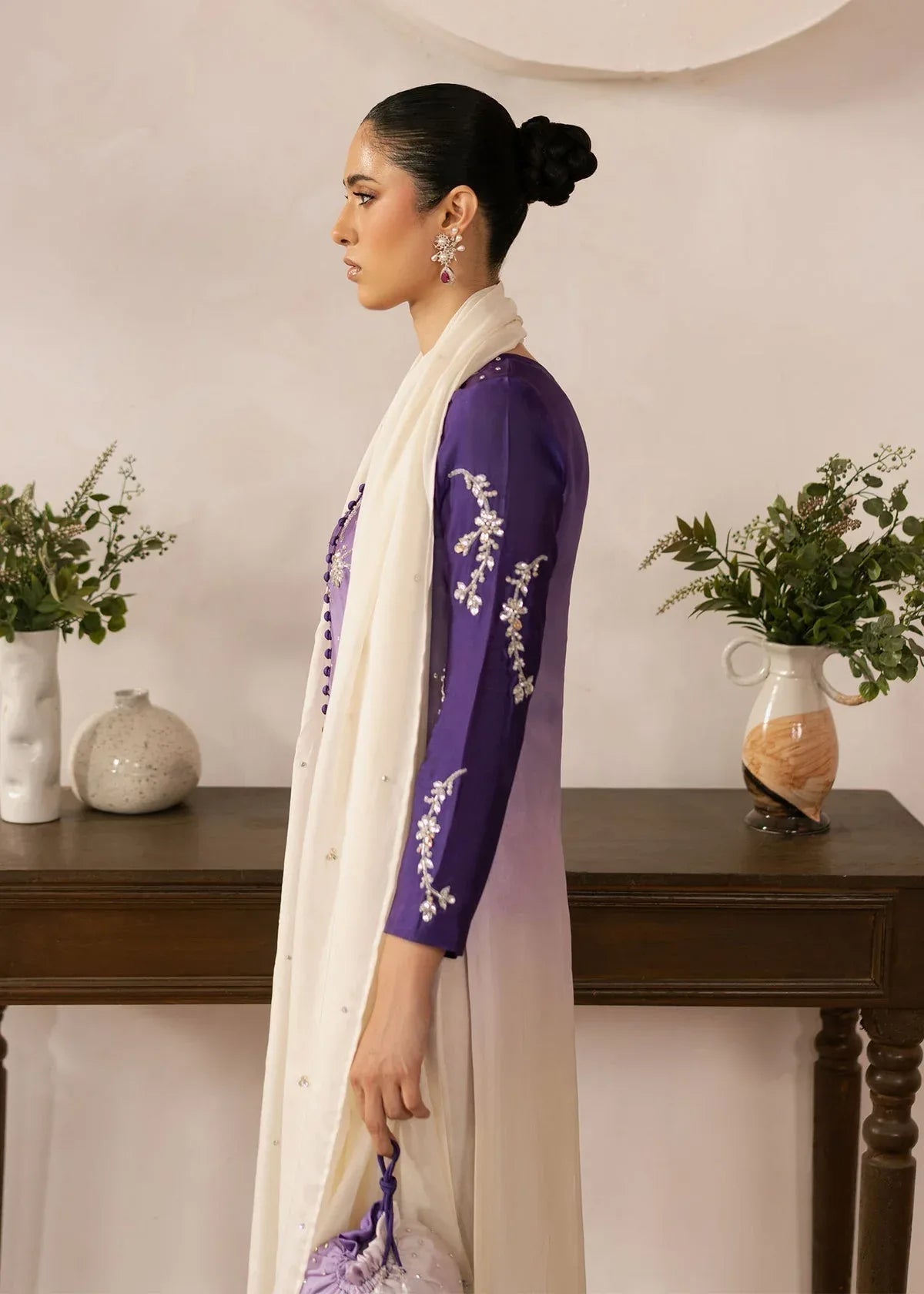 Dastoor | Rania Luxury Pret 25 | Purple Ombre - Aqsa Fabrics
