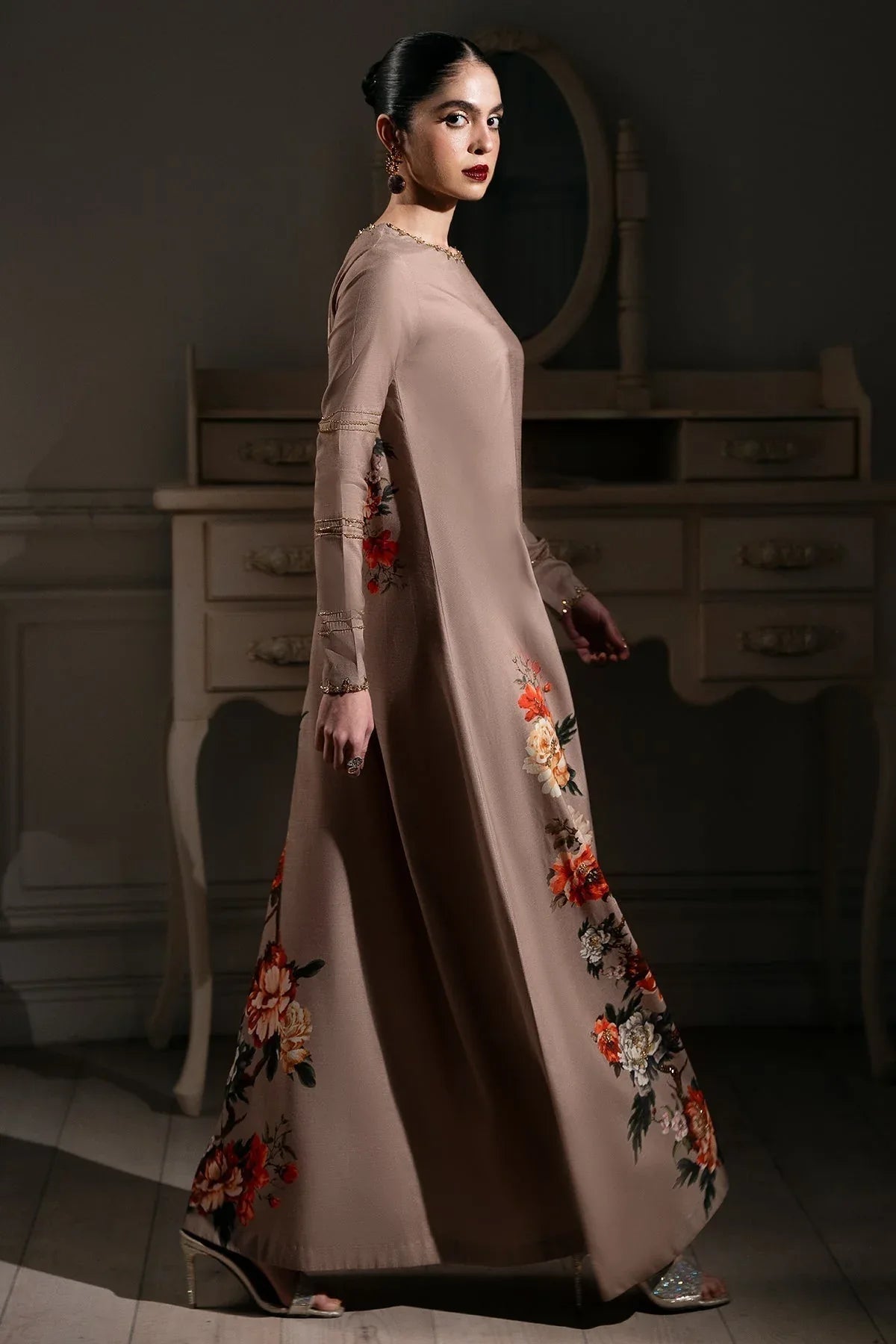 Mina Kashif | Emilie Formals | Koya (Beige) - Aqsa Fabrics