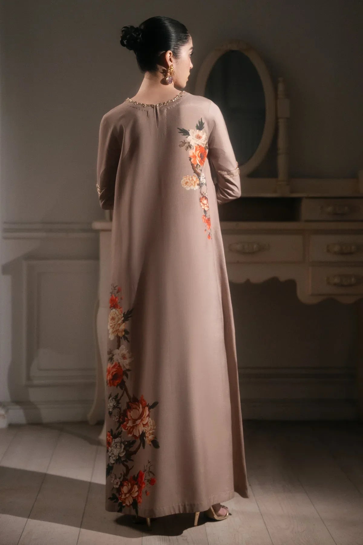 Mina Kashif | Emilie Formals | Koya (Beige) - Aqsa Fabrics
