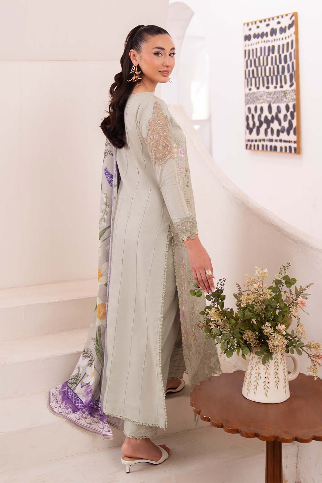 Neeshay | Symphony Luxury Lawn | OLIVE - Aqsa Fabrics