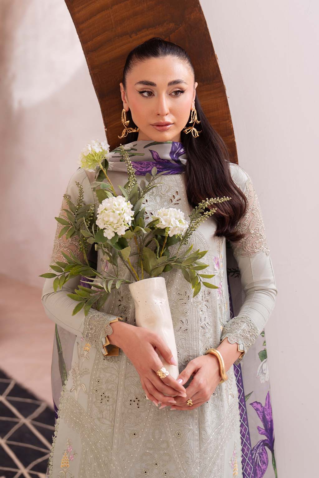 Neeshay | Symphony Luxury Lawn | OLIVE - Aqsa Fabrics