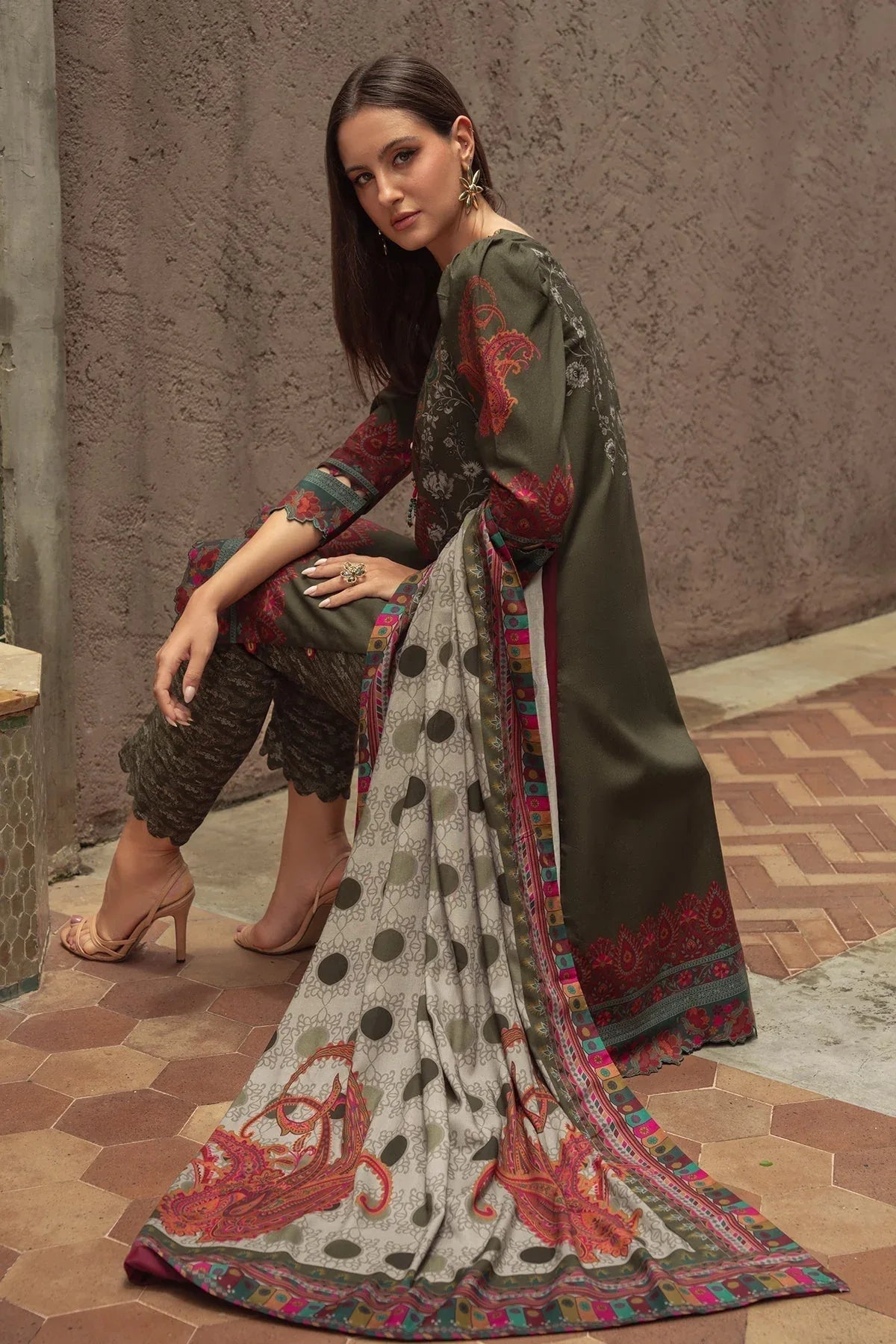 Charizma | C Prints Winter 25 |  3-PC Unstitched Printed Linen Collection CPW5-05 - Aqsa Fabrics
