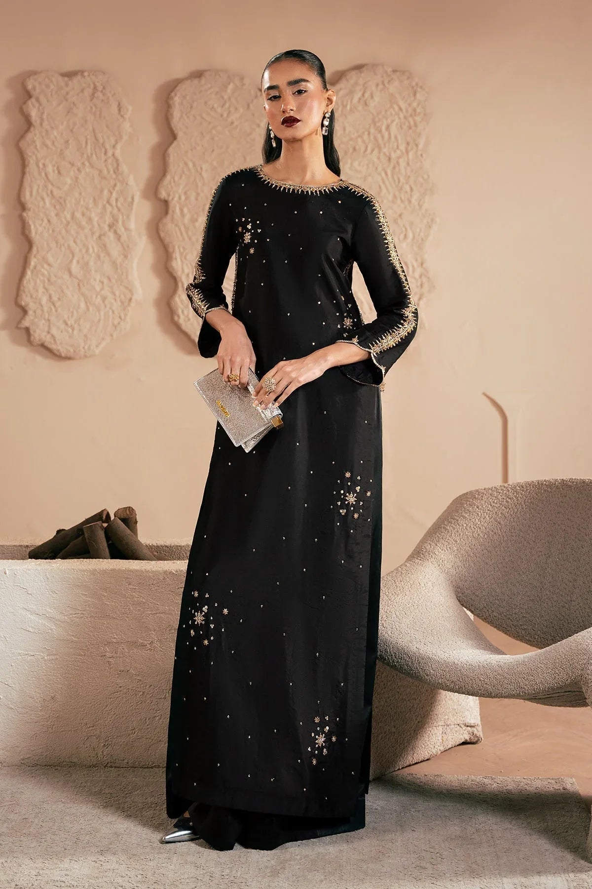 Mina Kashif | Emilie Formals | Black Noir - Aqsa Fabrics