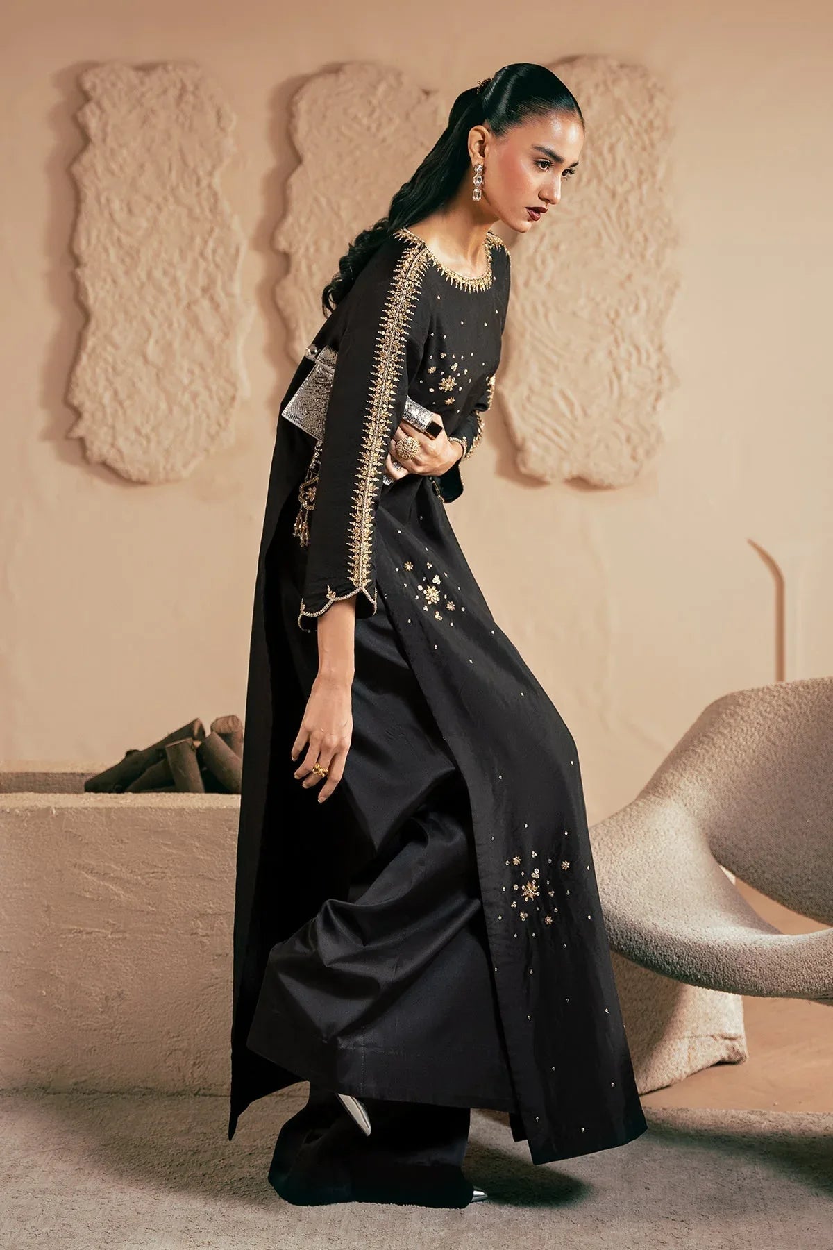 Mina Kashif | Emilie Formals | Black Noir - Aqsa Fabrics