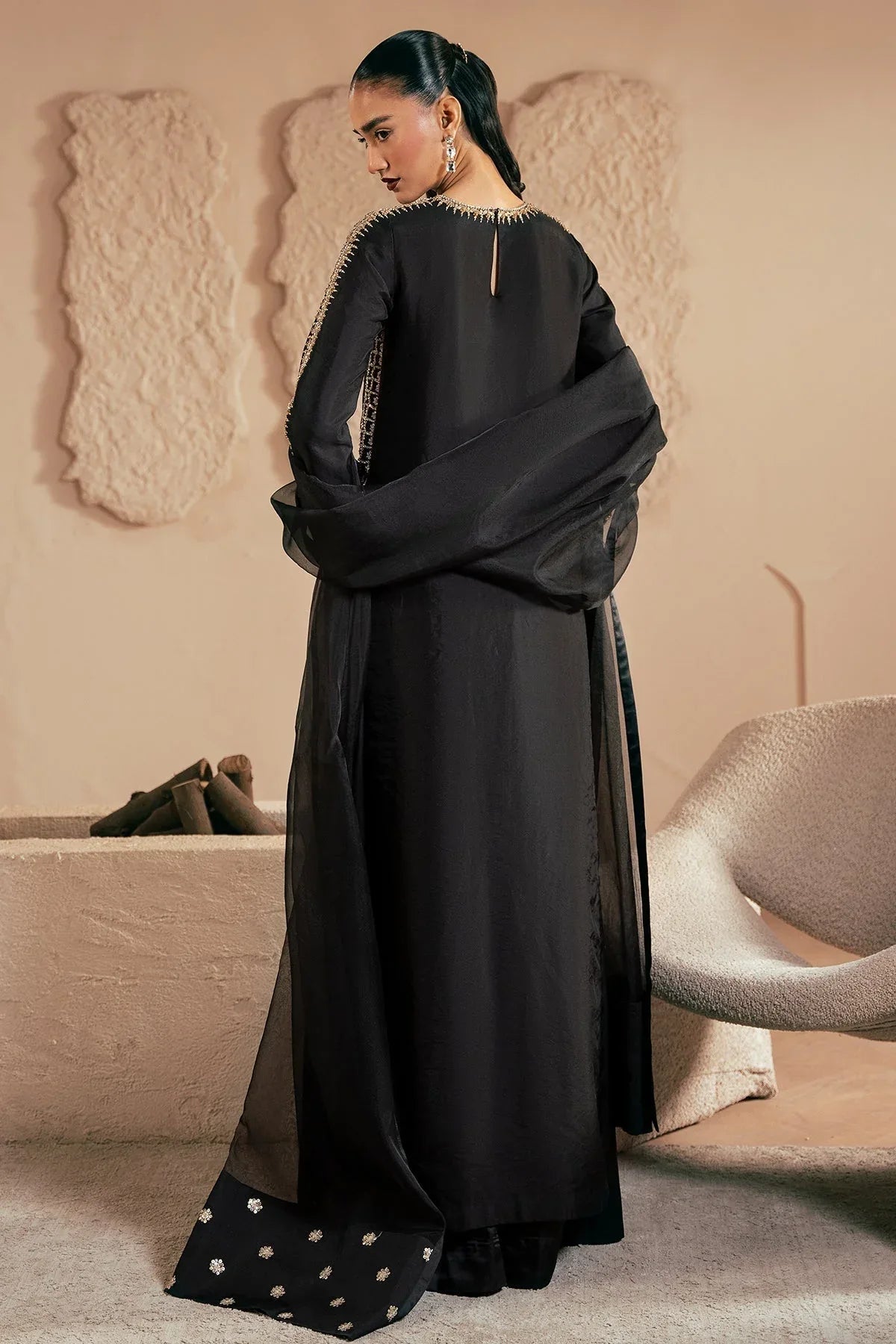 Mina Kashif | Emilie Formals | Black Noir - Aqsa Fabrics