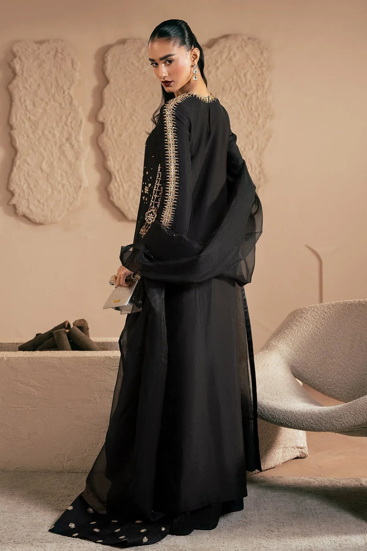 Mina Kashif | Emilie Formals | Black Noir - Aqsa Fabrics