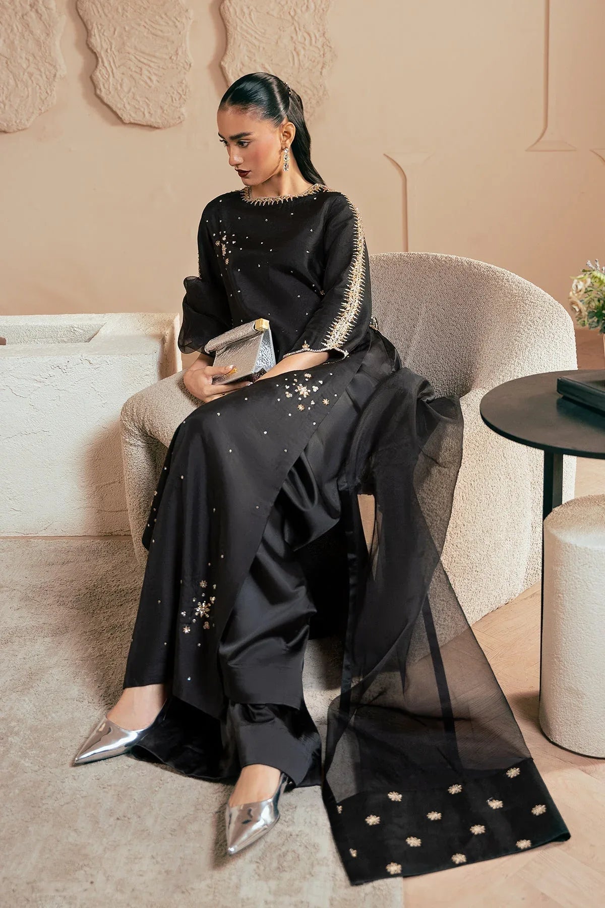Mina Kashif | Emilie Formals | Black Noir - Aqsa Fabrics
