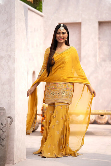 Erum Khan | Sakhiyan Formals | GENDA - Aqsa Fabrics