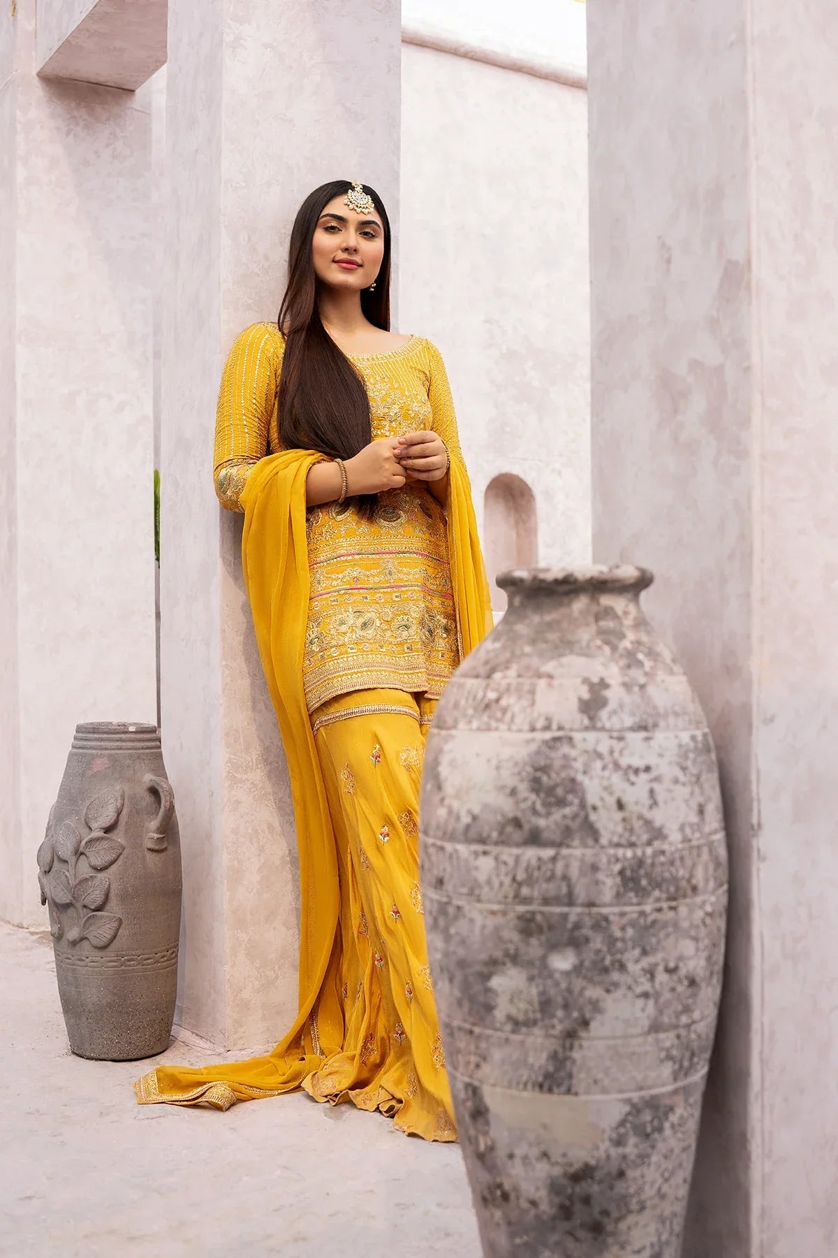 Erum Khan | Sakhiyan Formals | GENDA - Aqsa Fabrics