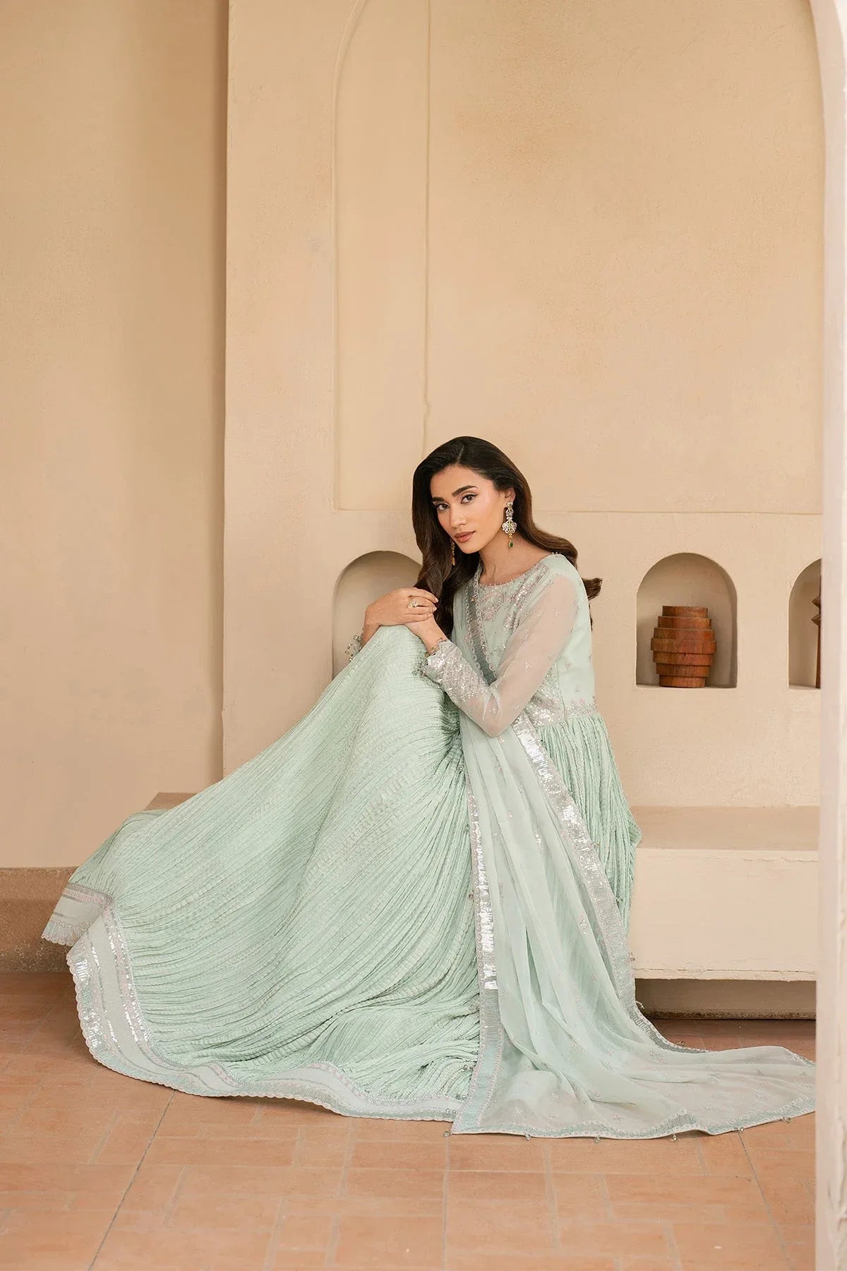 Alizeh | Ready to wear | Green Dress 3 Piece - RTW1020 - Aqsa Fabrics