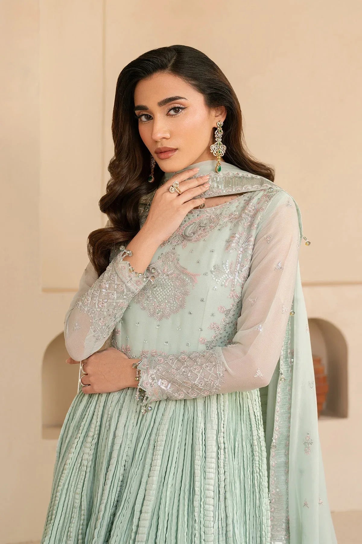 Alizeh | Ready to wear | Green Dress 3 Piece - RTW1020 - Aqsa Fabrics