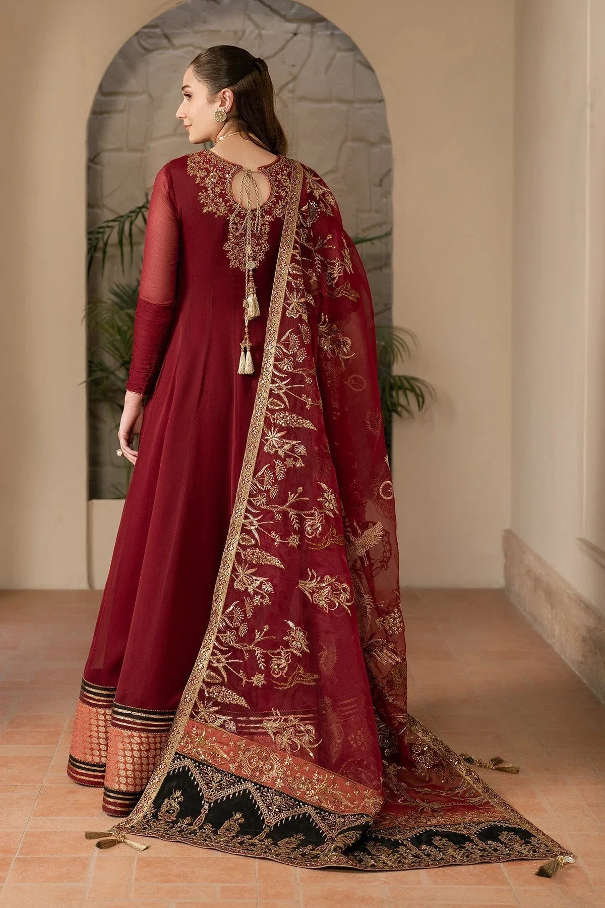 Alizeh | Ready to wear | Maroon Dress 3 piece - RTW1024 - Aqsa Fabrics