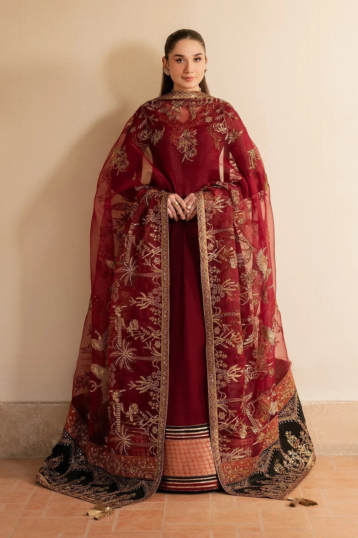 Alizeh | Ready to wear | Maroon Dress 3 piece - RTW1024 - Aqsa Fabrics