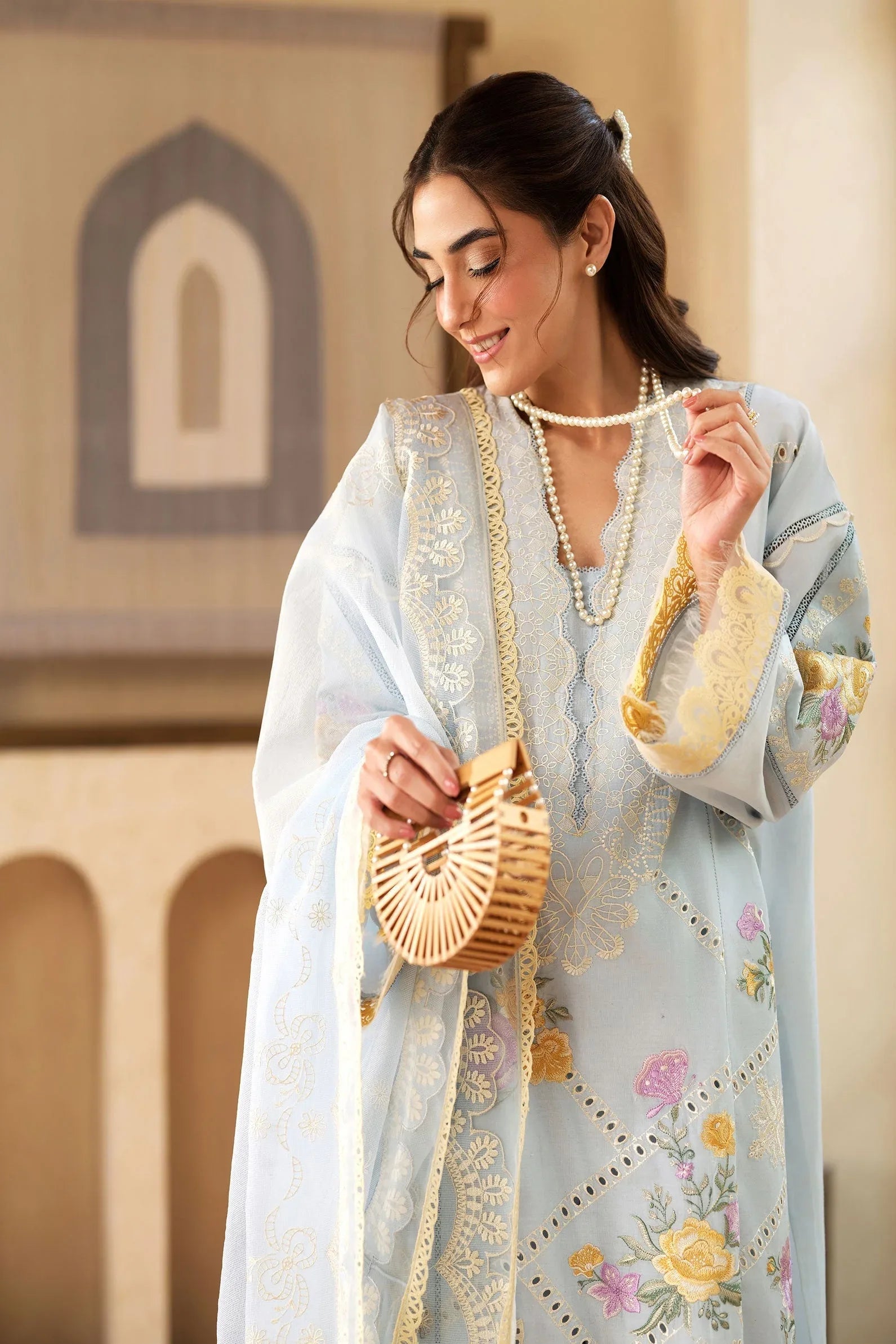 Maryam Hussain | Luxury Lawn 25 | Ocean - Aqsa Fabrics
