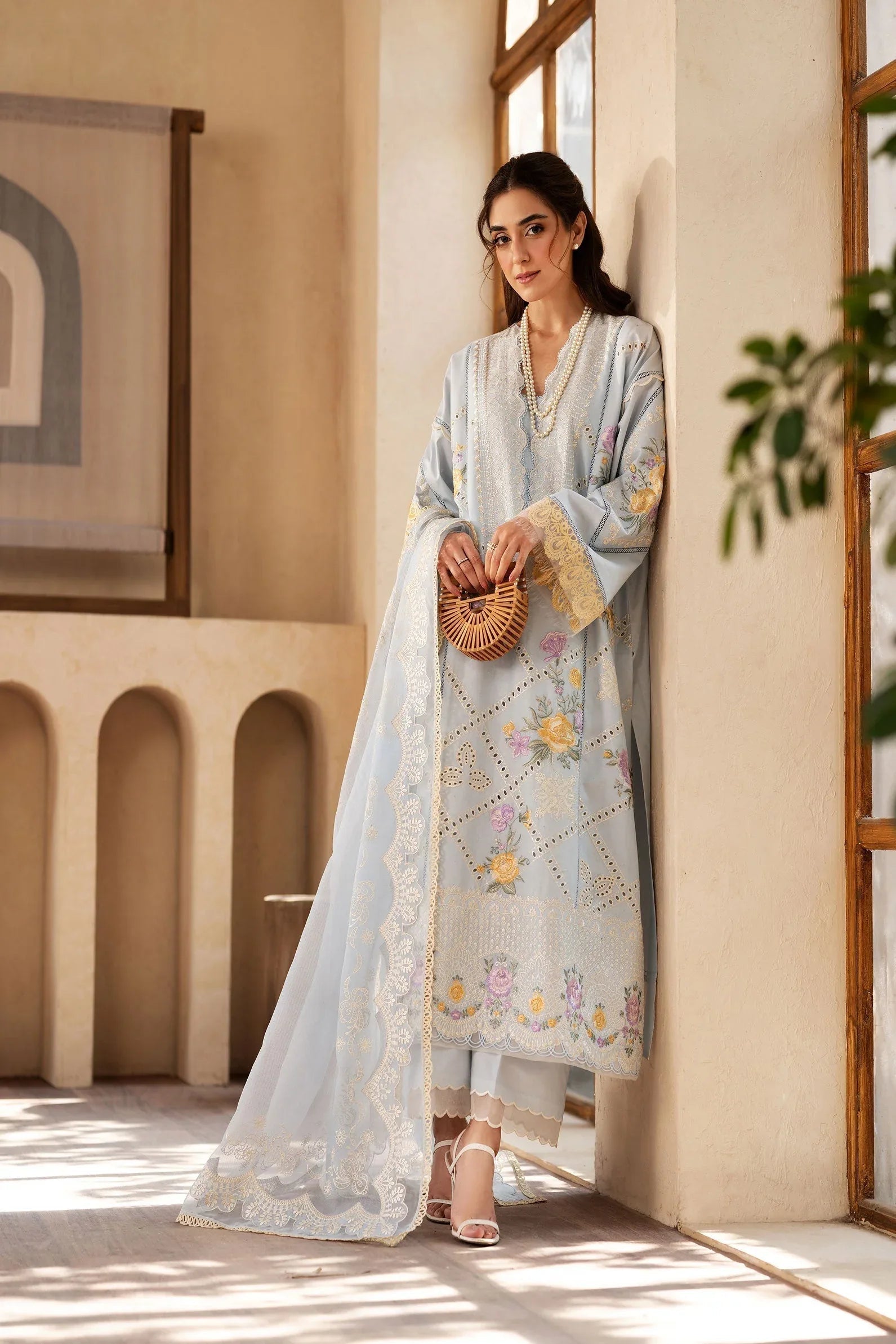 Maryam Hussain | Luxury Lawn 25 | Ocean - Aqsa Fabrics