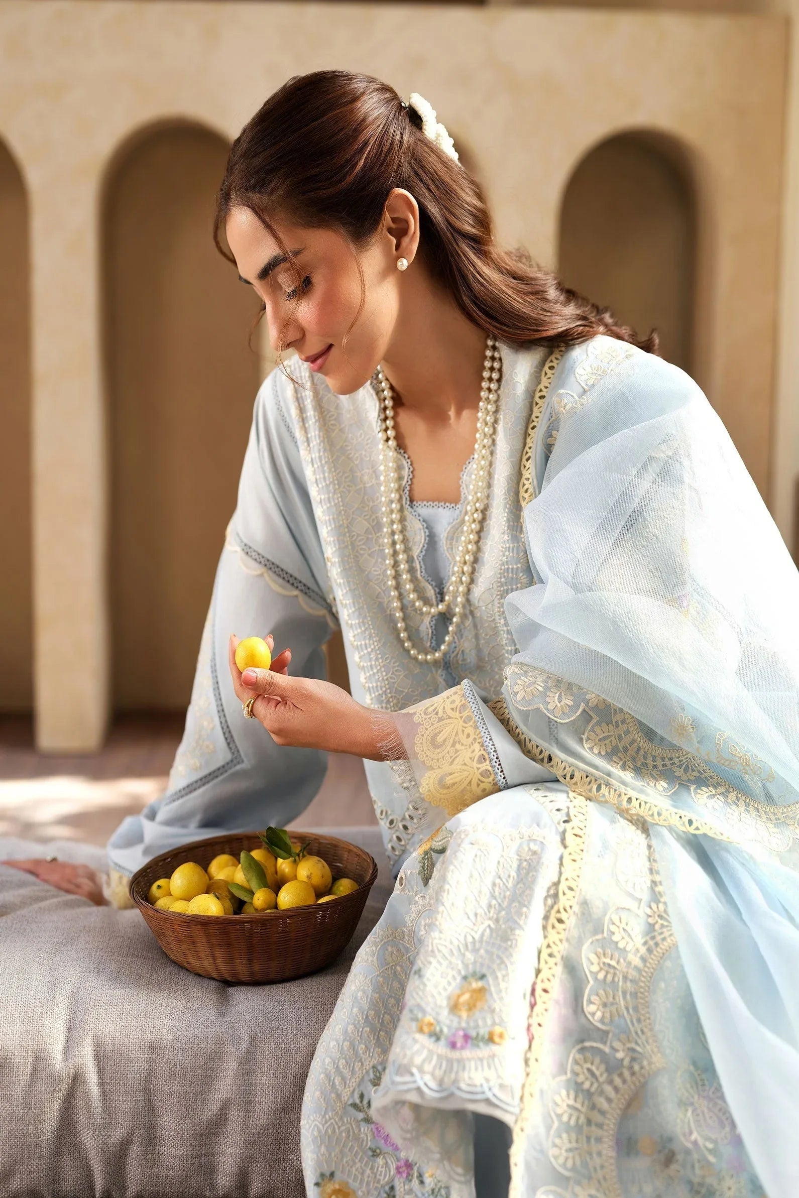 Maryam Hussain | Luxury Lawn 25 | Ocean - Aqsa Fabrics