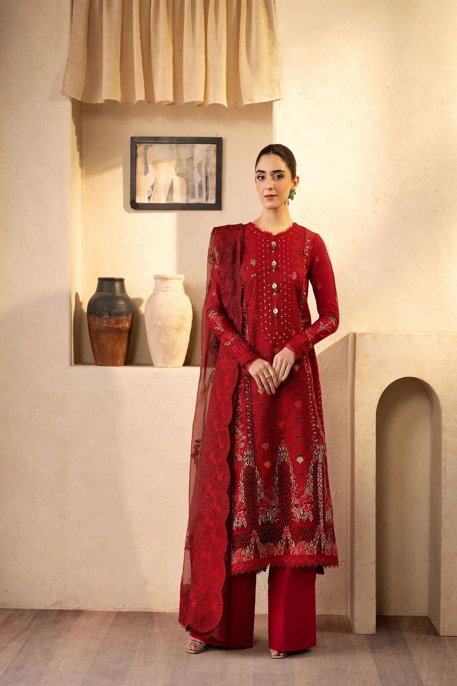Maryam Hussain | Luxury Lawn 25 | Berry - Aqsa Fabrics