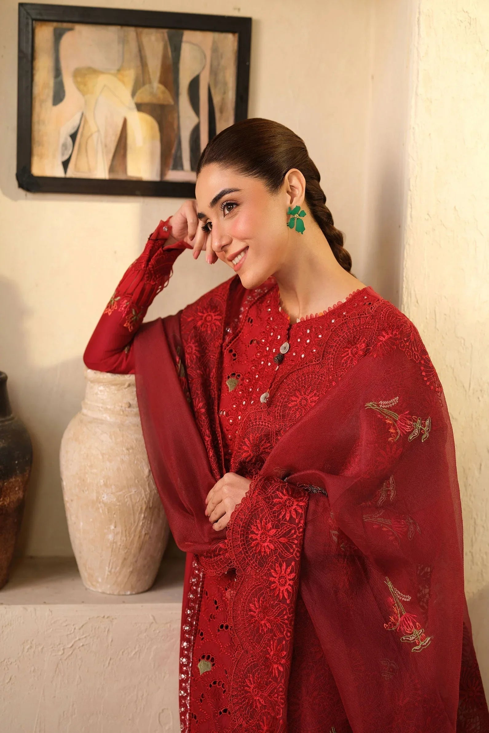 Maryam Hussain | Luxury Lawn 25 | Berry - Aqsa Fabrics