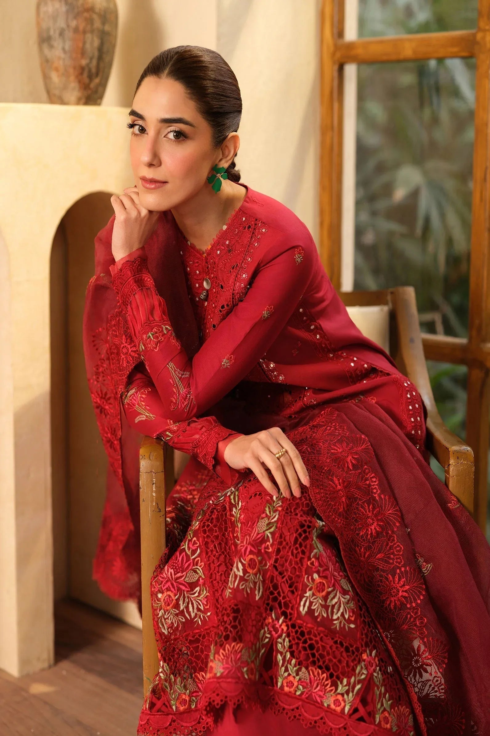 Maryam Hussain | Luxury Lawn 25 | Berry - Aqsa Fabrics
