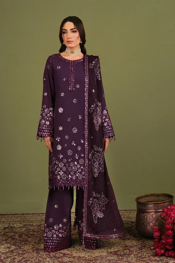 Alizeh | Luxe Raw Silk | AF-RS-09-Mulbery - Aqsa Fabrics