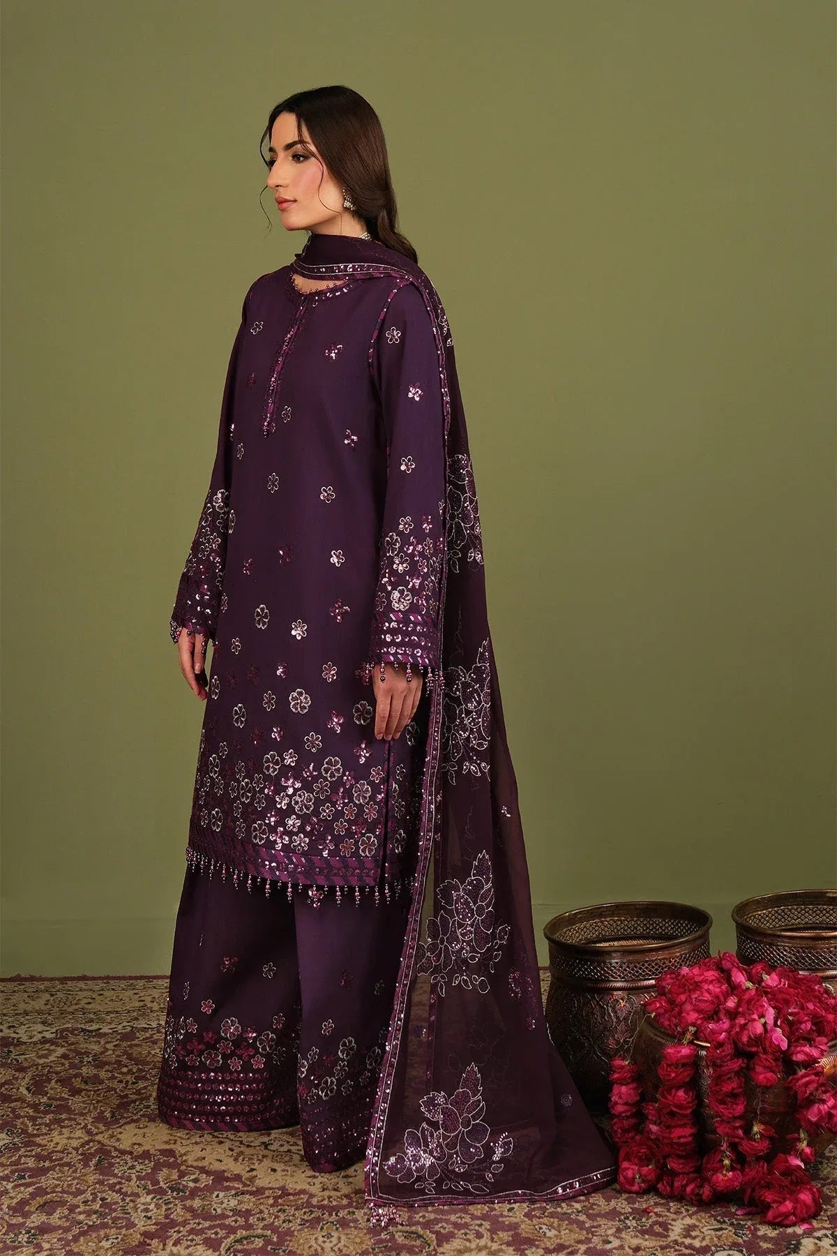 Alizeh | Luxe Raw Silk | AF-RS-09-Mulbery - Aqsa Fabrics