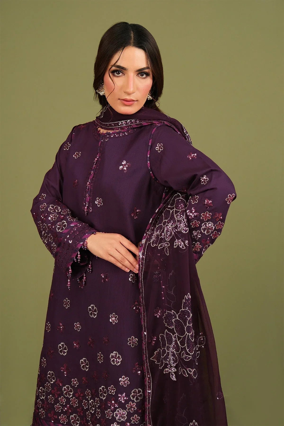 Alizeh | Luxe Raw Silk | AF-RS-09-Mulbery - Aqsa Fabrics