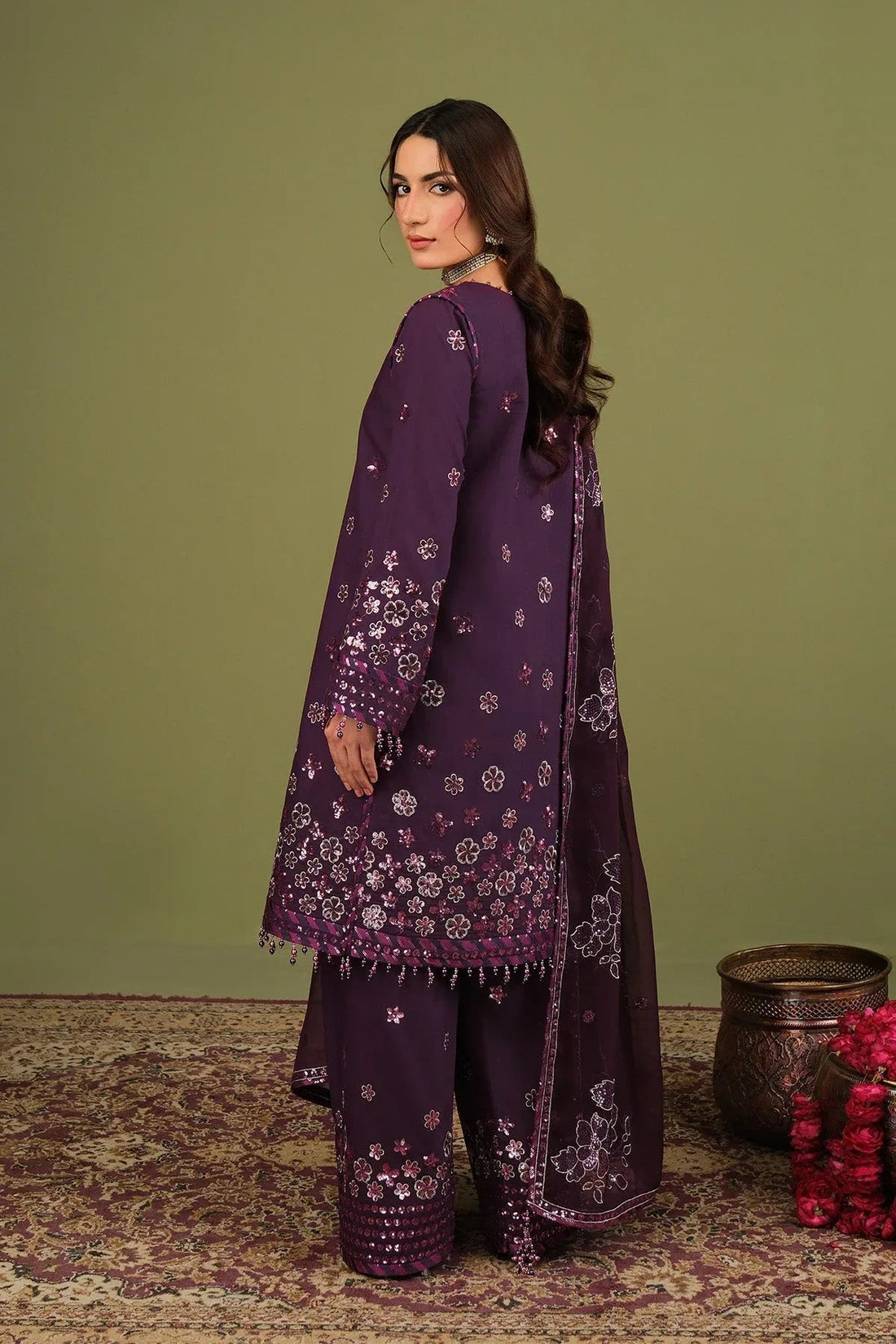 Alizeh | Luxe Raw Silk | AF-RS-09-Mulbery - Aqsa Fabrics