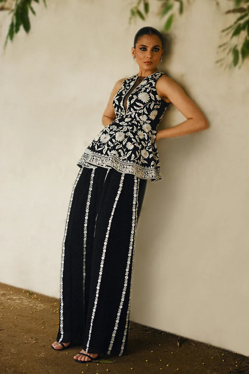 Sania Maskatiya | Fall Festive Shimmer | Noir - Aqsa Fabrics