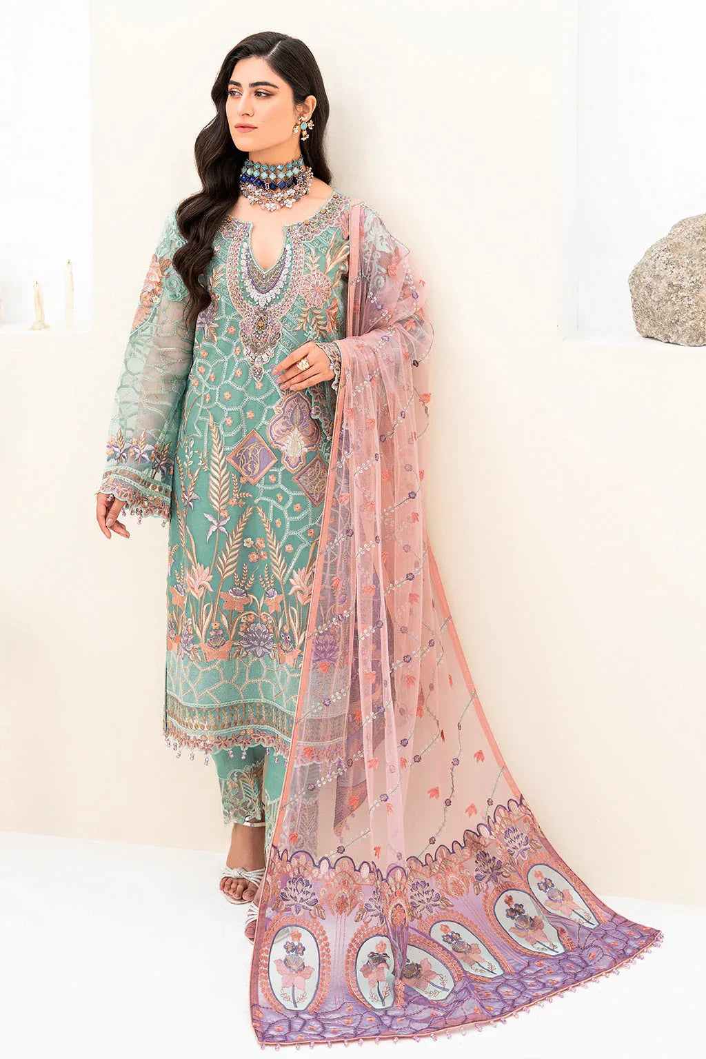 Ramsha | Minhal Organza Collection | M-807 - Aqsa Fabrics