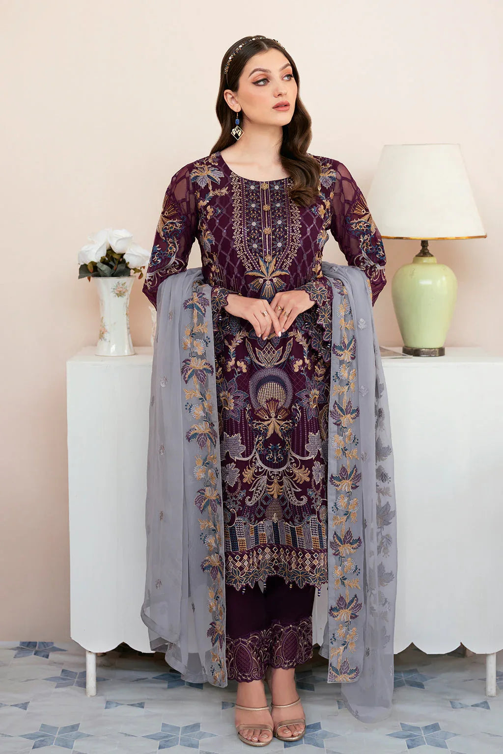 Ramsha | Rangoon Chiffon Collection 24 | D-904 - Aqsa Fabrics