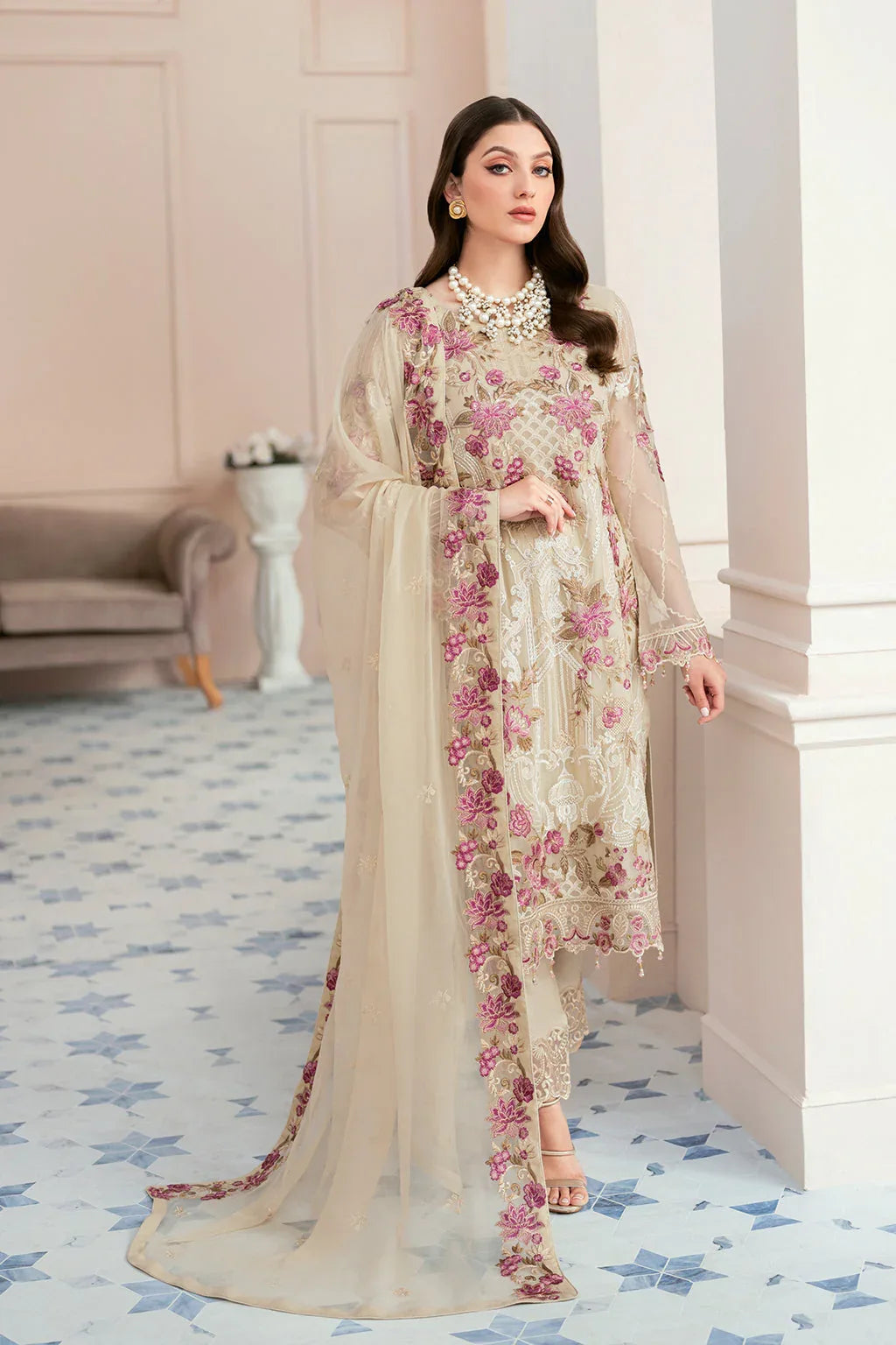 Ramsha | Rangoon Chiffon Collection 24 | D-909 - Aqsa Fabrics
