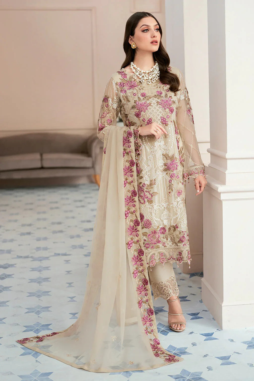 Ramsha | Rangoon Chiffon Collection 24 | D-909 - Aqsa Fabrics