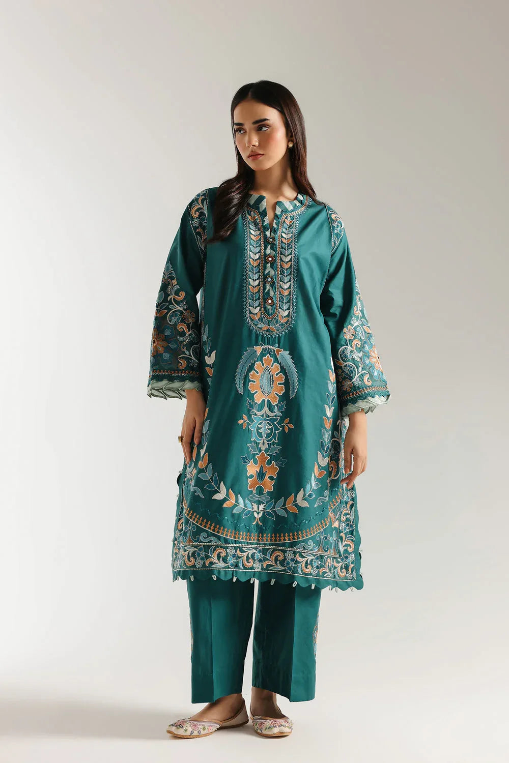 Ethnic | Rozana Collection 25 | Embroidered Dress 21A - Aqsa Fabrics