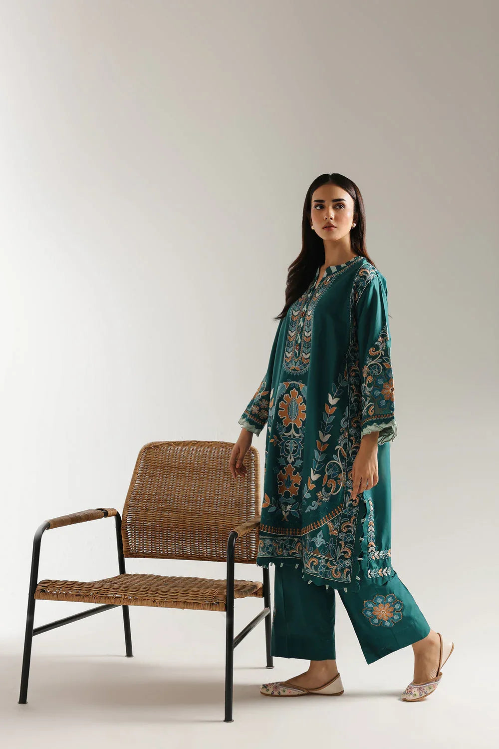 Ethnic | Rozana Collection 25 | Embroidered Dress 21A - Aqsa Fabrics