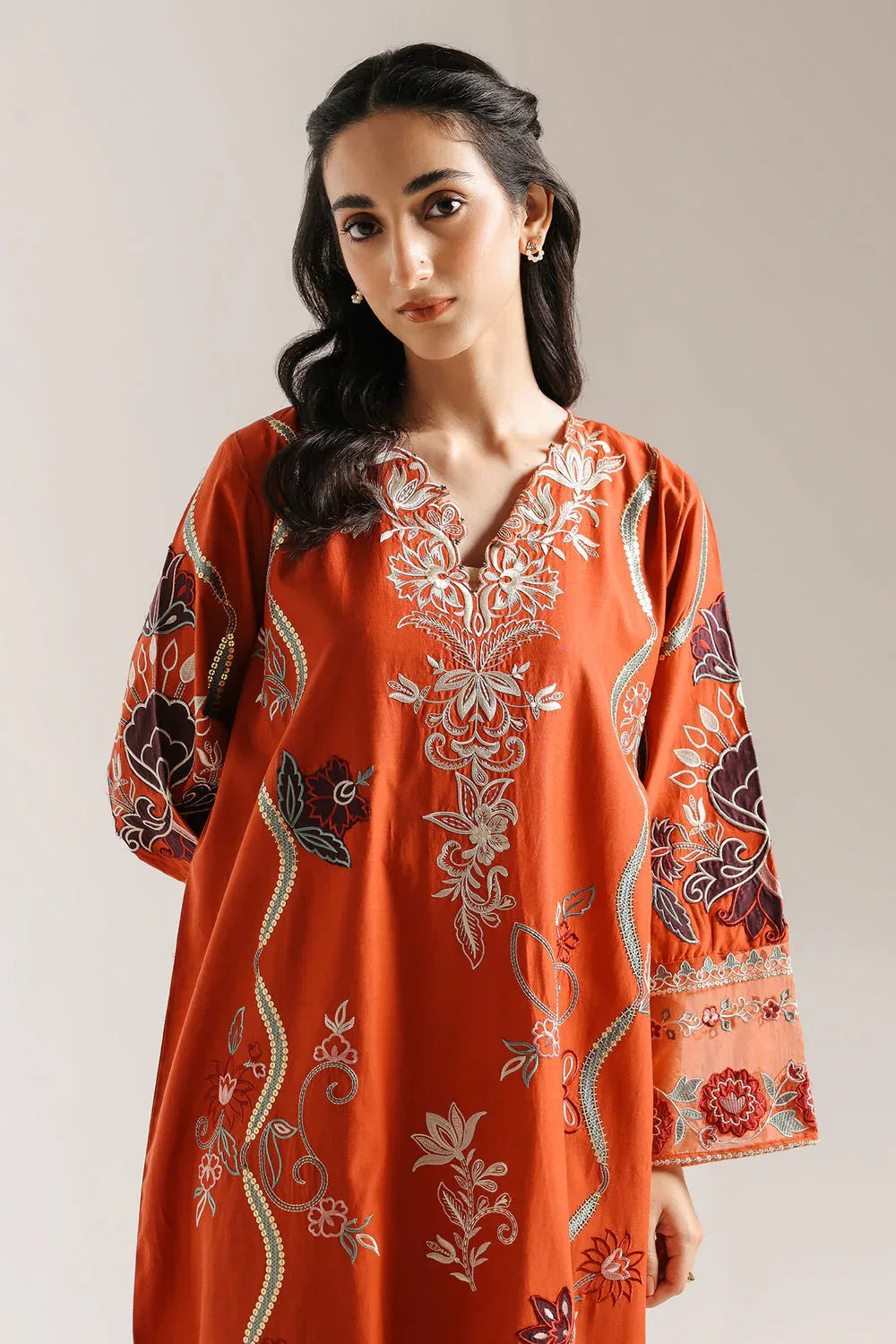 Ethnic | Rozana Collection 25 | Embroidered Dress 01A - Aqsa Fabrics
