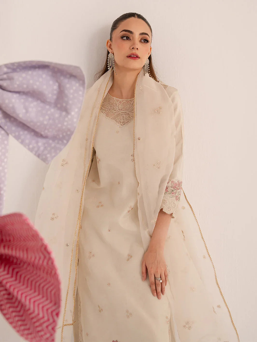 Izel | The Silk Chapter | Ecru - Aqsa Fabrics