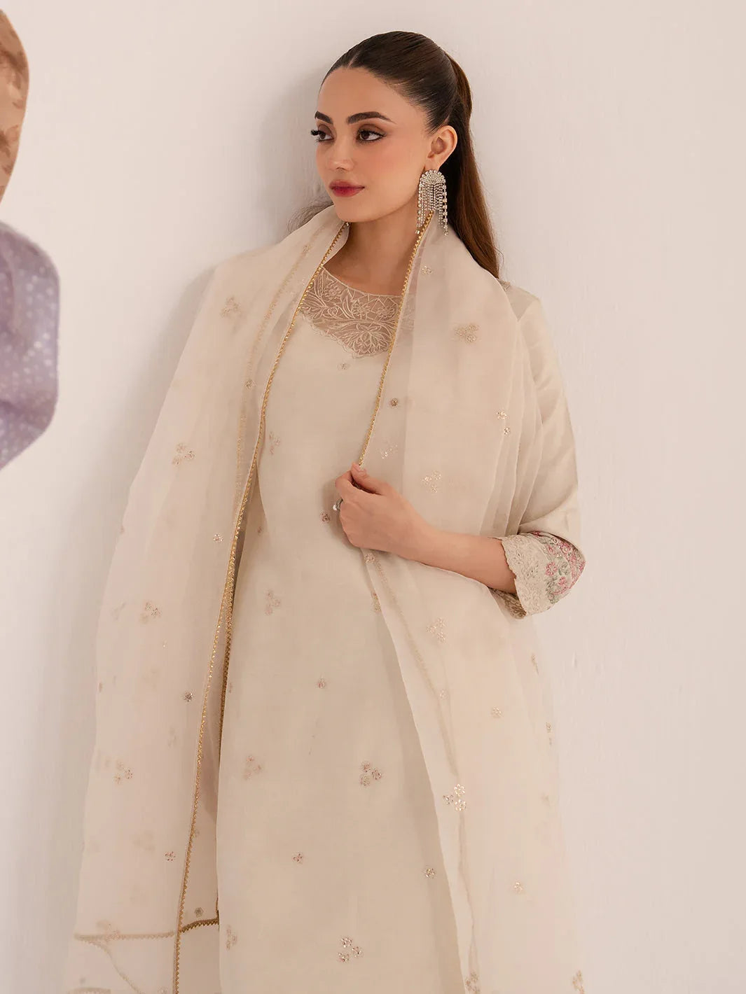Izel | The Silk Chapter | Ecru - Aqsa Fabrics