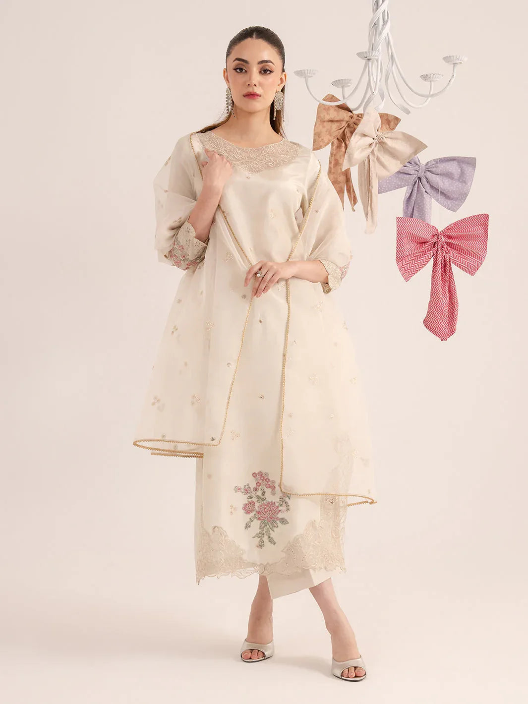 Izel | The Silk Chapter | Ecru - Aqsa Fabrics