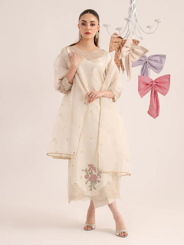 Izel | The Silk Chapter | Ecru - Aqsa Fabrics