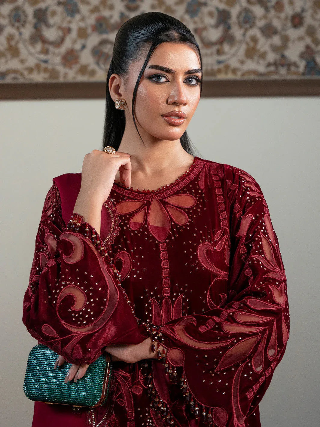 Faiza Faisal | Solene Luxury Velvets | ROUGE - Aqsa Fabrics