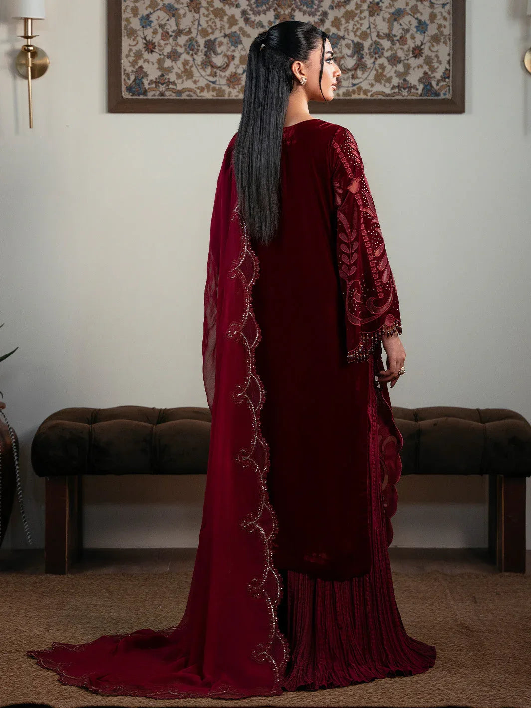 Faiza Faisal | Solene Luxury Velvets | ROUGE - Aqsa Fabrics