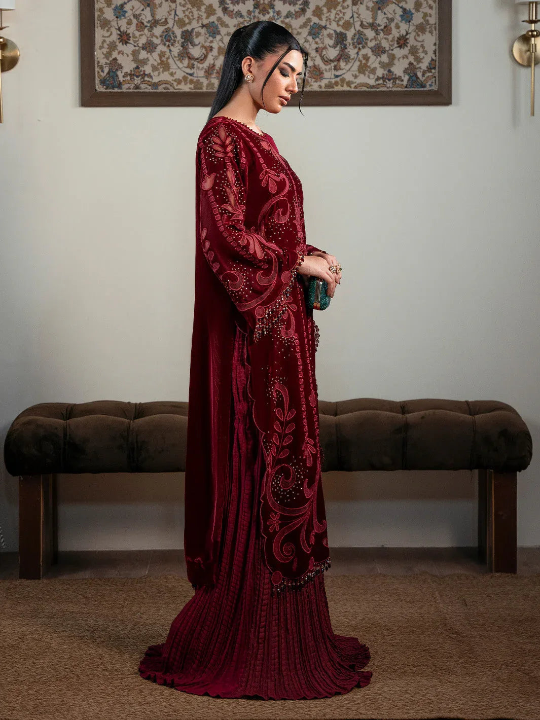 Faiza Faisal | Solene Luxury Velvets | ROUGE - Aqsa Fabrics