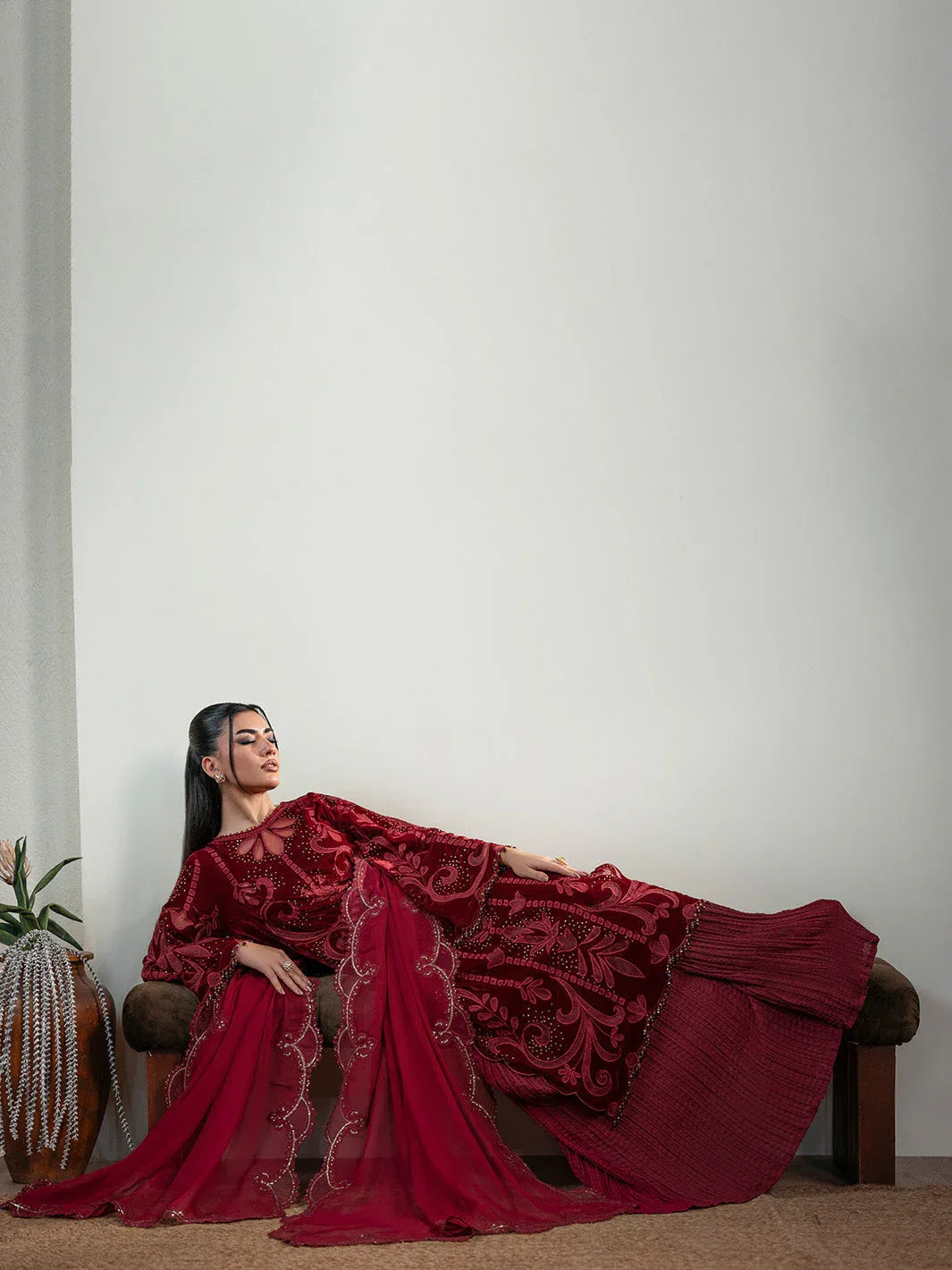 Faiza Faisal | Solene Luxury Velvets | ROUGE - Aqsa Fabrics