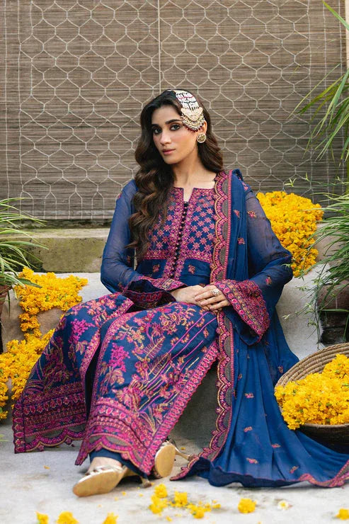 Maryum N Maria | Gulnaar Formals | 3 Piece Embroidered Chiffon ROKSANA - FSU5653 - Aqsa Fabrics