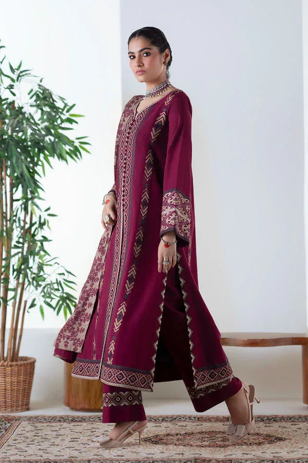 Maryum N Maria | Noore Winters 25 | 3 Piece Embroidered Khaddar MALALAI - FSU5670 - Aqsa Fabrics