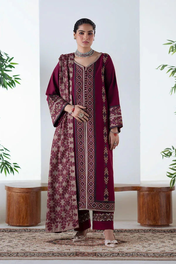 Maryum N Maria | Noore Winters 25 | 3 Piece Embroidered Khaddar MALALAI - FSU5670 - Aqsa Fabrics