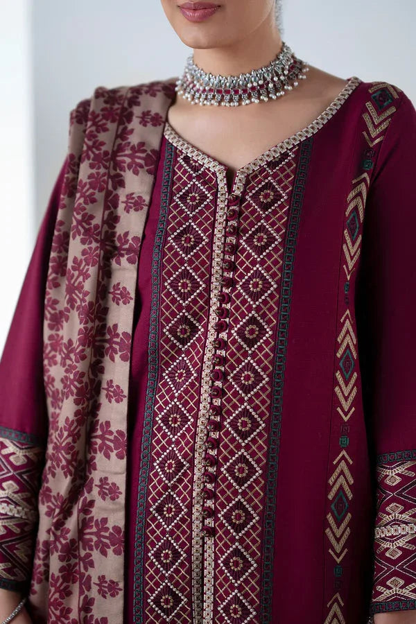 Maryum N Maria | Noore Winters 25 | 3 Piece Embroidered Khaddar MALALAI - FSU5670 - Aqsa Fabrics