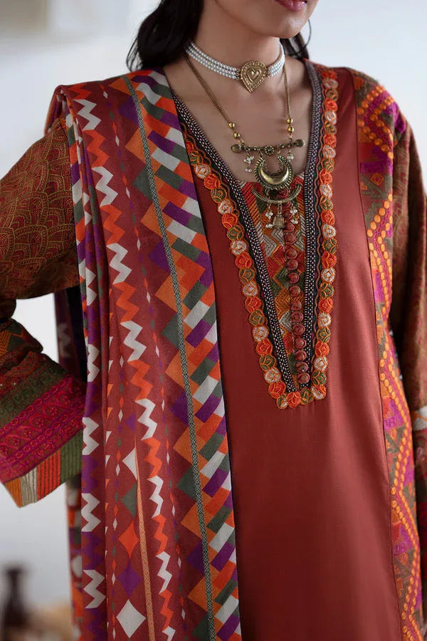 Maryum N Maria | Noore Winters 25 | 3 Piece Embroidered Khaddar BADRAI - FSU5673 - Aqsa Fabrics