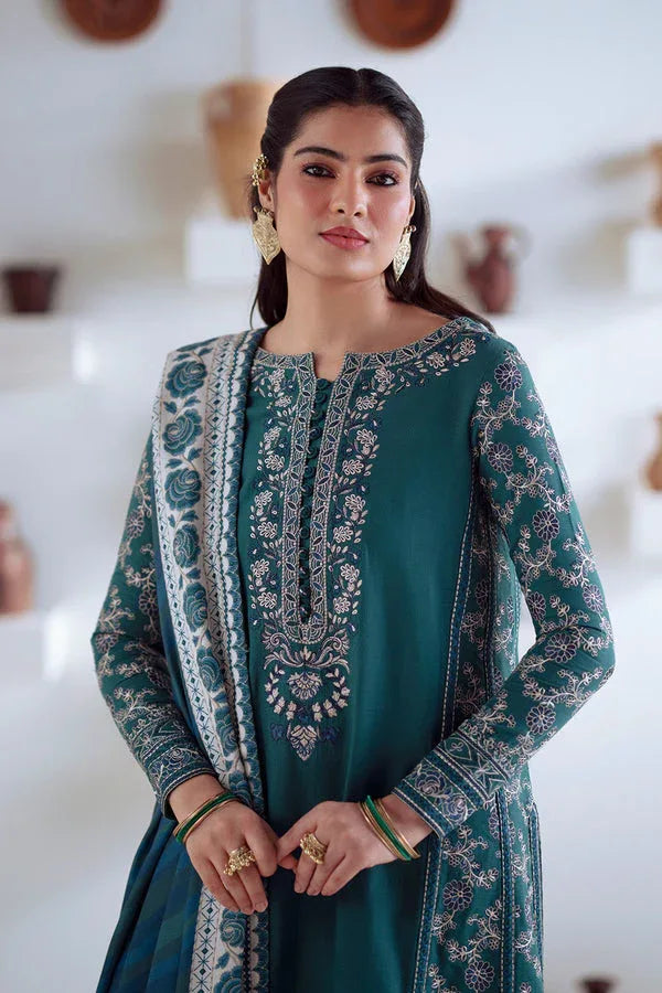 Maryum N Maria | Noore Winters 25 | 3 Piece Embroidered Khaddar SERINA - FSU5675 - Aqsa Fabrics