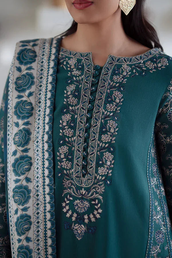 Maryum N Maria | Noore Winters 25 | 3 Piece Embroidered Khaddar SERINA - FSU5675 - Aqsa Fabrics